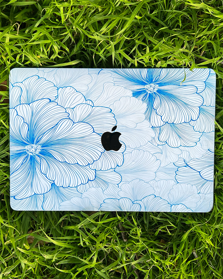 Blue Flowers Textured Laptop Skin